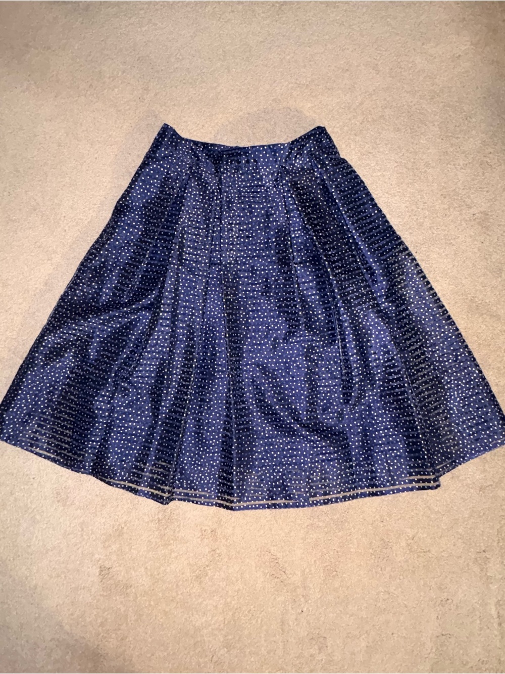 Karl Lagerfeld Navy Polka-Dot A-Line Skirt